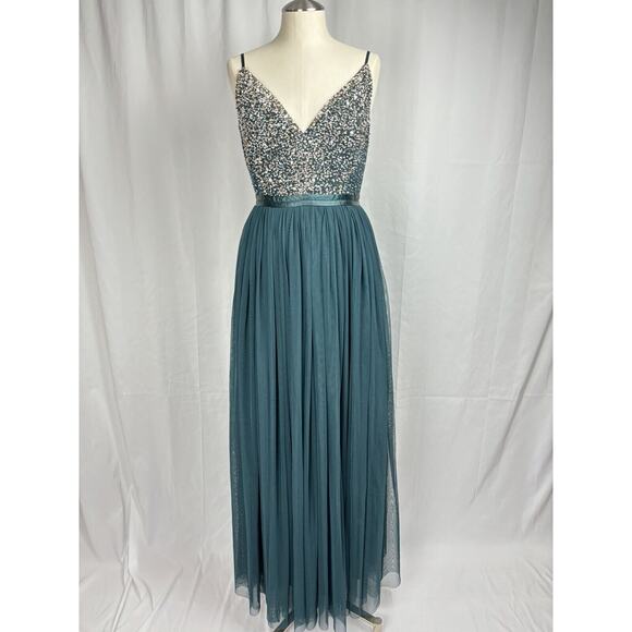 BHLDN Dresses & Skirts - NEW BHLDN Avery Dress Gown Green Embellished Tulle Skirt Formal Size 4